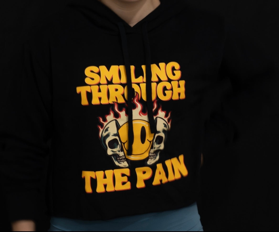 Smiling Through the Pain- Cropped Hoodie