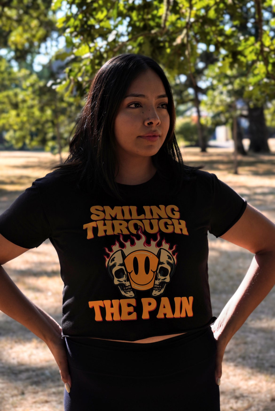 Smiling Through the Pain- Cropped Tee